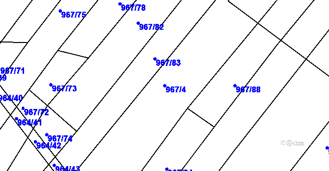 Parcela st. 967/4 v KÚ Silůvky, Katastrální mapa