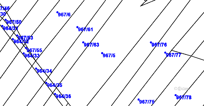 Parcela st. 967/5 v KÚ Silůvky, Katastrální mapa