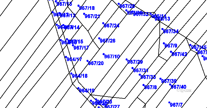 Parcela st. 967/10 v KÚ Silůvky, Katastrální mapa