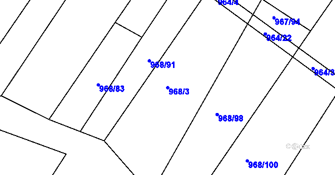 Parcela st. 968/3 v KÚ Silůvky, Katastrální mapa