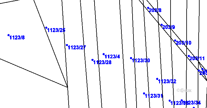 Parcela st. 1123/4 v KÚ Silůvky, Katastrální mapa