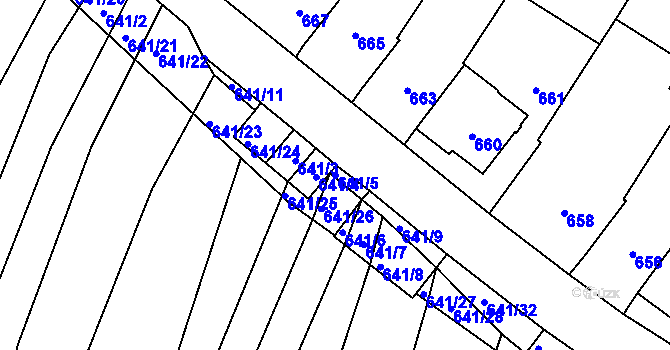 Parcela st. 641/5 v KÚ Silůvky, Katastrální mapa