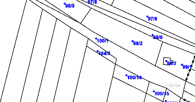 Parcela st. 184/3 v KÚ Silůvky, Katastrální mapa