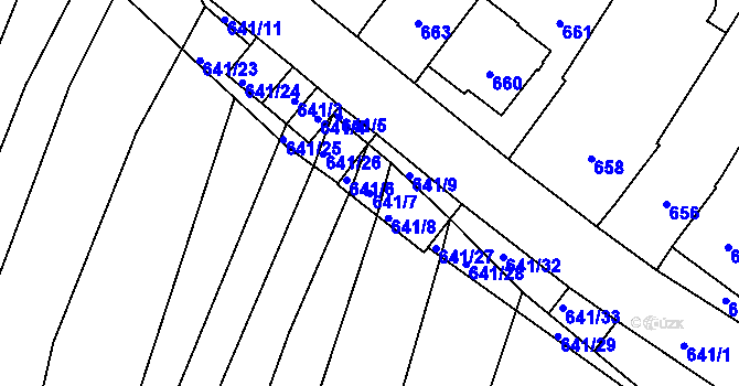 Parcela st. 641/7 v KÚ Silůvky, Katastrální mapa
