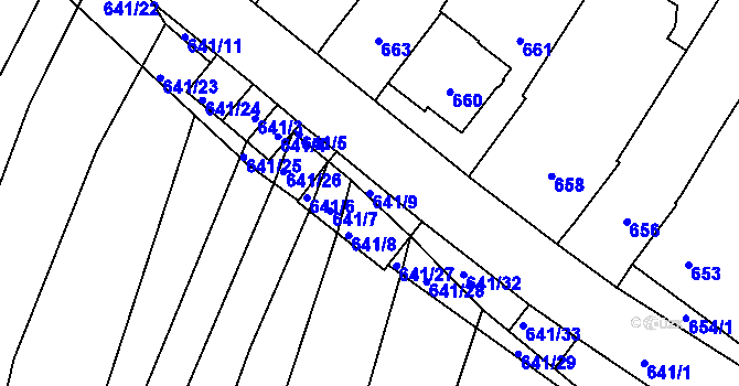 Parcela st. 641/9 v KÚ Silůvky, Katastrální mapa