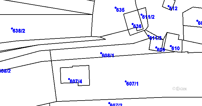 Parcela st. 608/1 v KÚ Silůvky, Katastrální mapa
