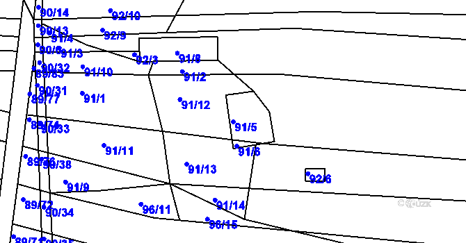 Parcela st. 91/5 v KÚ Silůvky, Katastrální mapa