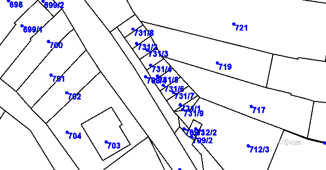 Parcela st. 731/6 v KÚ Silůvky, Katastrální mapa