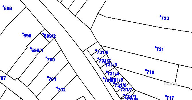 Parcela st. 731/8 v KÚ Silůvky, Katastrální mapa