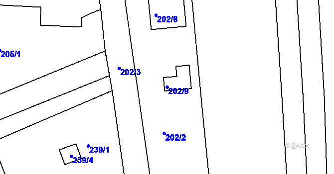 Parcela st. 202/9 v KÚ Silůvky, Katastrální mapa