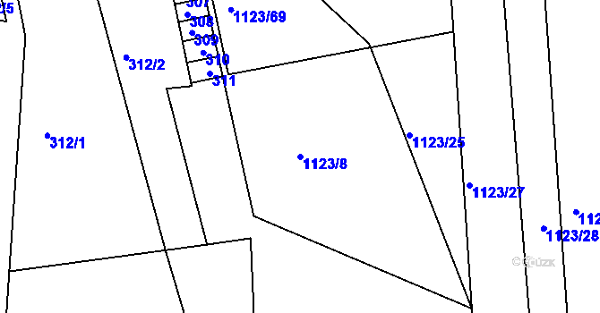 Parcela st. 1123/8 v KÚ Silůvky, Katastrální mapa