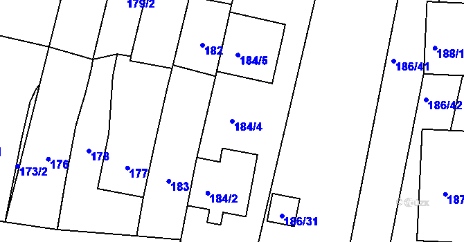 Parcela st. 184/4 v KÚ Silůvky, Katastrální mapa