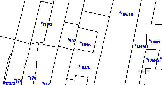 Parcela st. 184/5 v KÚ Silůvky, Katastrální mapa