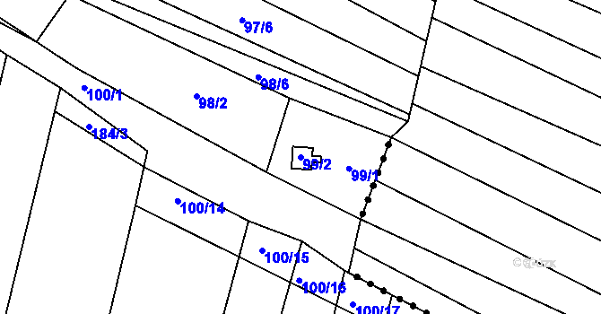 Parcela st. 99/2 v KÚ Silůvky, Katastrální mapa