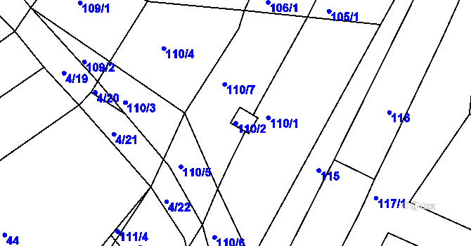 Parcela st. 110/2 v KÚ Silůvky, Katastrální mapa
