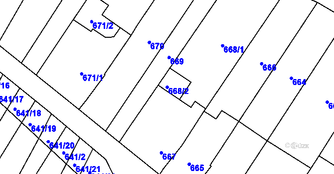 Parcela st. 668/2 v KÚ Silůvky, Katastrální mapa