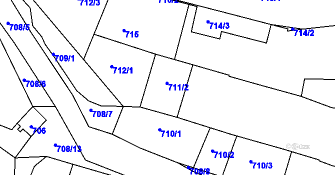 Parcela st. 711/2 v KÚ Silůvky, Katastrální mapa