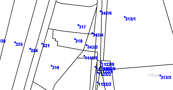 Parcela st. 342/2 v KÚ Silůvky, Katastrální mapa
