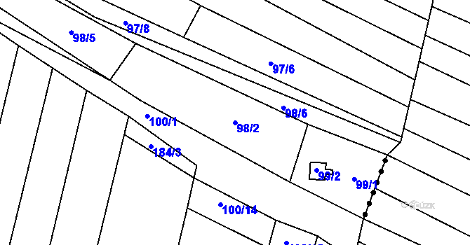 Parcela st. 98/2 v KÚ Silůvky, Katastrální mapa