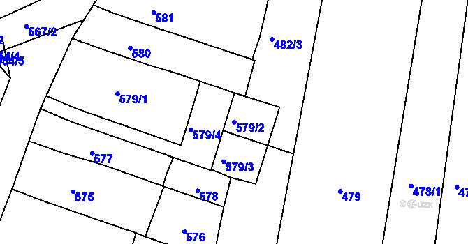 Parcela st. 579/2 v KÚ Silůvky, Katastrální mapa