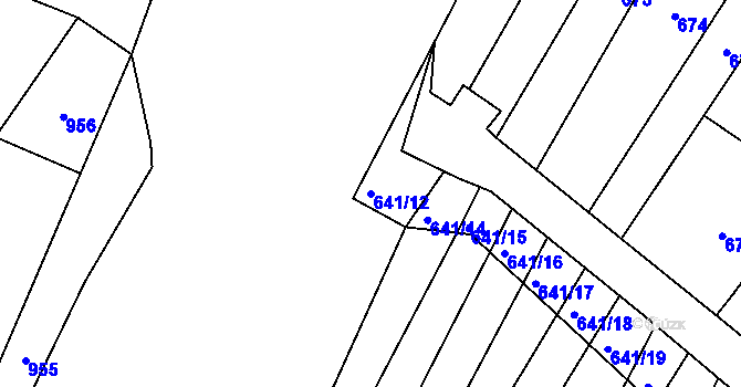 Parcela st. 641/12 v KÚ Silůvky, Katastrální mapa