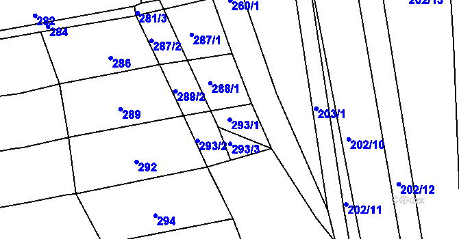 Parcela st. 293/1 v KÚ Silůvky, Katastrální mapa