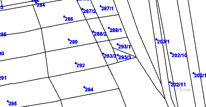 Parcela st. 293/2 v KÚ Silůvky, Katastrální mapa