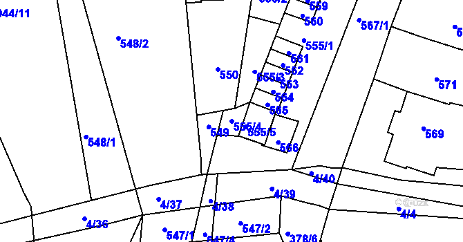 Parcela st. 555/4 v KÚ Silůvky, Katastrální mapa