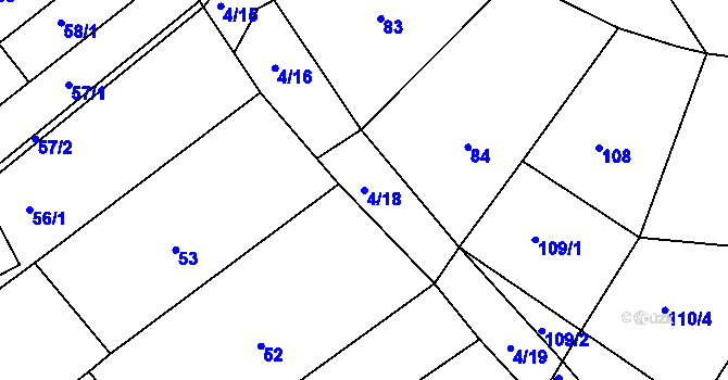 Parcela st. 4/18 v KÚ Silůvky, Katastrální mapa