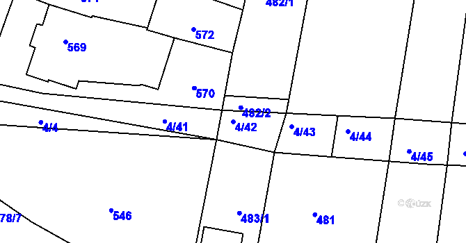 Parcela st. 4/42 v KÚ Silůvky, Katastrální mapa