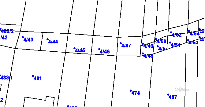 Parcela st. 4/46 v KÚ Silůvky, Katastrální mapa