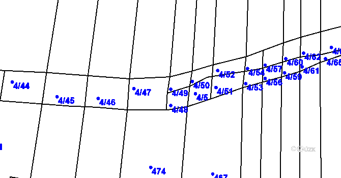 Parcela st. 4/49 v KÚ Silůvky, Katastrální mapa