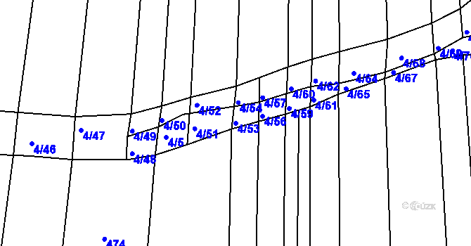 Parcela st. 4/53 v KÚ Silůvky, Katastrální mapa