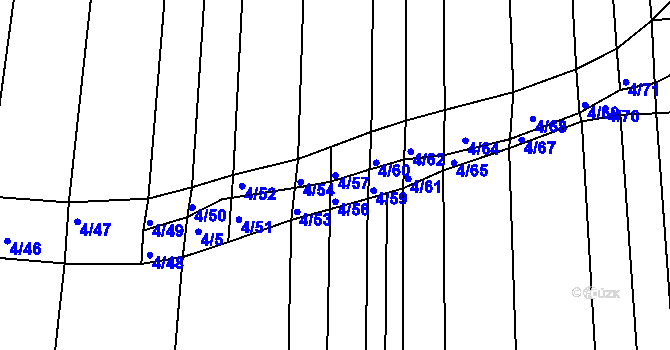 Parcela st. 4/57 v KÚ Silůvky, Katastrální mapa