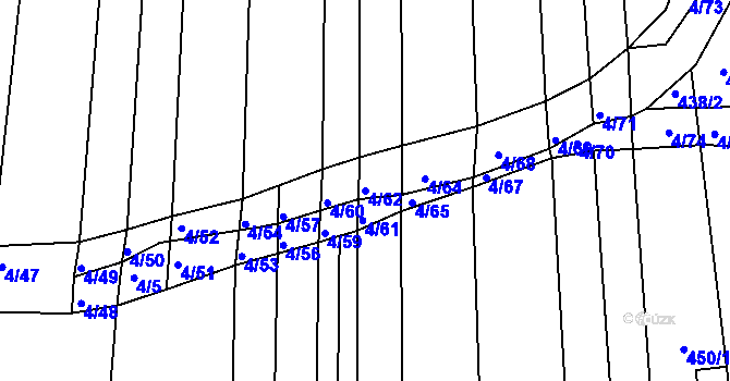 Parcela st. 4/62 v KÚ Silůvky, Katastrální mapa