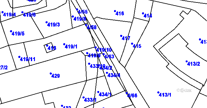 Parcela st. 4/63 v KÚ Silůvky, Katastrální mapa