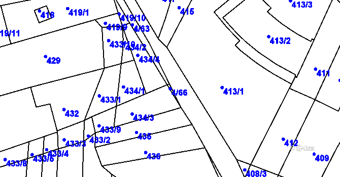 Parcela st. 4/66 v KÚ Silůvky, Katastrální mapa