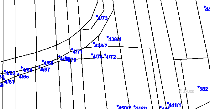 Parcela st. 4/72 v KÚ Silůvky, Katastrální mapa