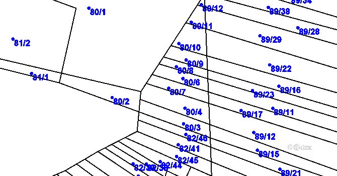 Parcela st. 80/7 v KÚ Silůvky, Katastrální mapa