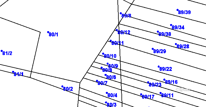 Parcela st. 80/10 v KÚ Silůvky, Katastrální mapa