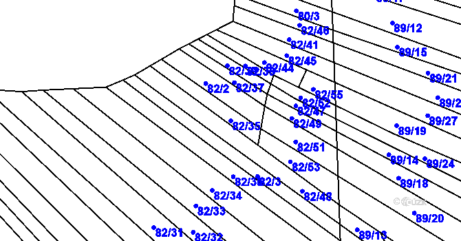 Parcela st. 82/35 v KÚ Silůvky, Katastrální mapa