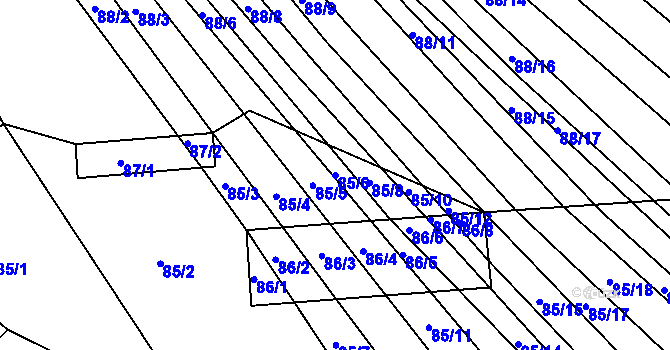Parcela st. 85/6 v KÚ Silůvky, Katastrální mapa