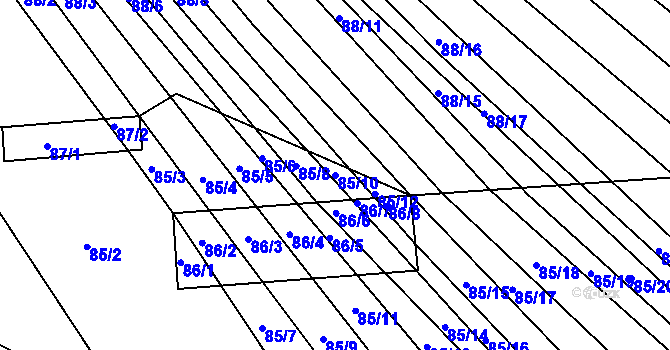 Parcela st. 85/10 v KÚ Silůvky, Katastrální mapa
