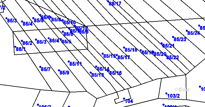 Parcela st. 85/15 v KÚ Silůvky, Katastrální mapa