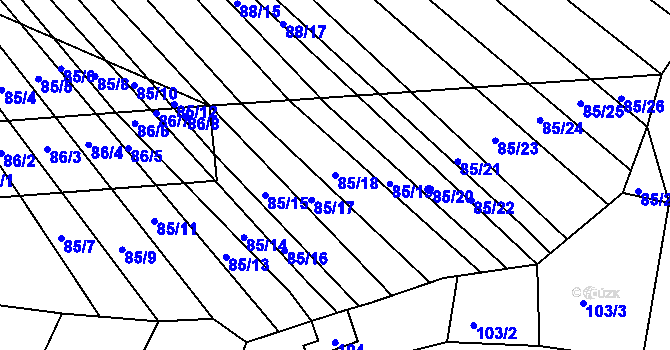 Parcela st. 85/18 v KÚ Silůvky, Katastrální mapa