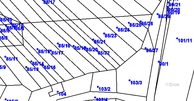 Parcela st. 85/22 v KÚ Silůvky, Katastrální mapa