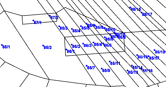 Parcela st. 86/3 v KÚ Silůvky, Katastrální mapa