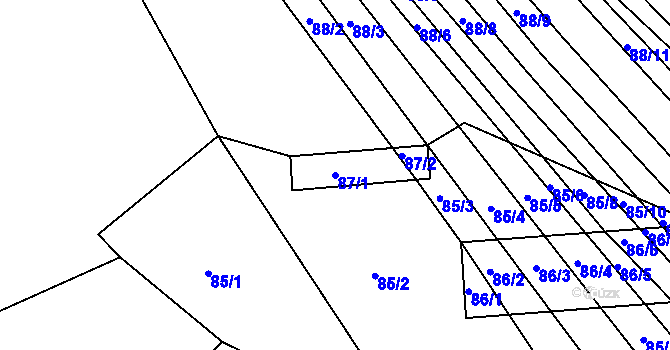 Parcela st. 87/1 v KÚ Silůvky, Katastrální mapa