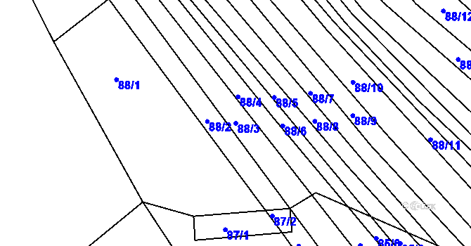 Parcela st. 88/3 v KÚ Silůvky, Katastrální mapa