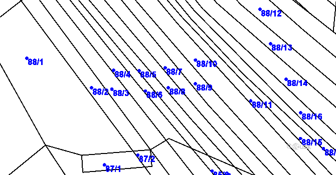 Parcela st. 88/8 v KÚ Silůvky, Katastrální mapa